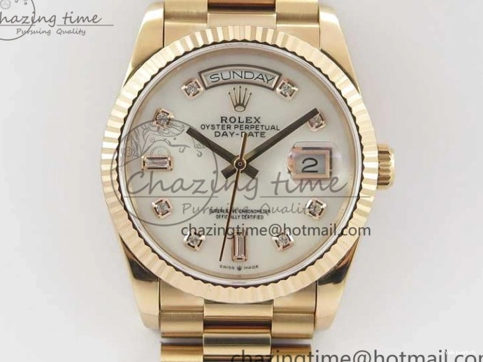 36 Day-Date Dial Edition Maker President RG 128239 Markers on Crystral RG Bp MOP Bracelet Best White 1220